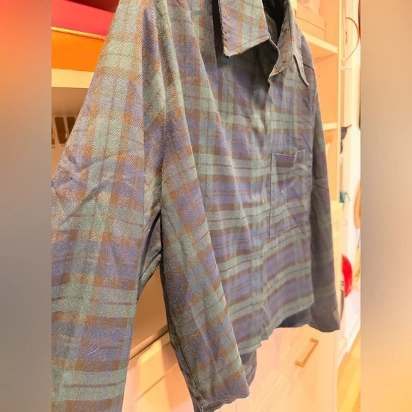 Tuckernuck Navy and Teal Plaid Shirt - Picture 3 of 5